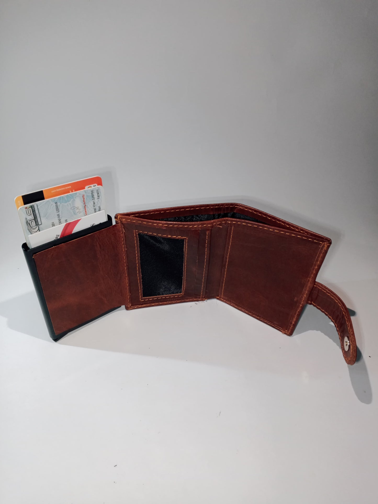 Pure Leather Wallet & Pop up card